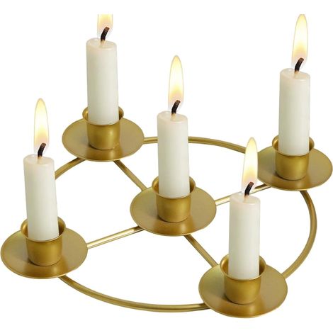 Décoration de Porte-Bougie Pièces Centrales de Table en Or Moderne Porte-bougies pour Couronne de l'Avent pour Maison Cuisine Salon Ferme Cheminée Restaurant Bar Salle à Manger (1/5)