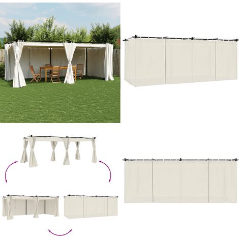Pavillon mit Vorhängen Creme 6x3 m Stahl - Gartenzauber - Outdoor Pavillon - Sommergarten - Terrasse Überdachung - Grillplatz Schutz - Home & Living (1/5)