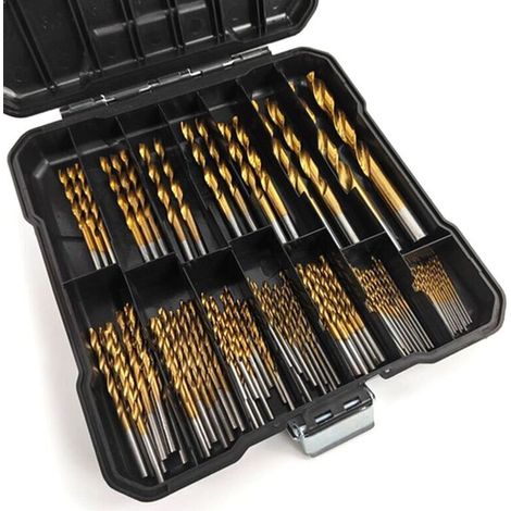 Coffret 99 forets hélicoïdaux - Métal revêtu titane - Ø1.5-10mm - Pour bois et plastique - Professionnel