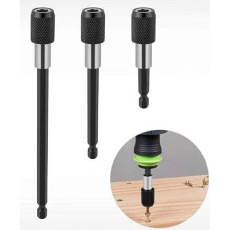 Quick-change bit holder, magnetic drill extension, 1/4 inch, key ring, drill head adapter, drill hex shank set, screwdriver, bits and hand screwdriver (1/4)