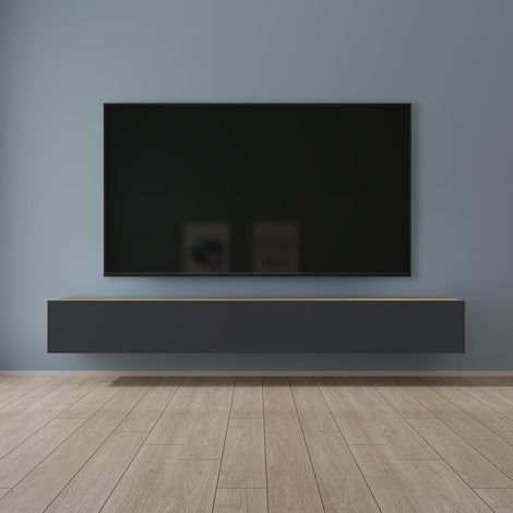 Mai & Mai Fernsehtisch Fernsehschrank TV Schrank Verdeckter Griff mit Soft-Close Lowboard Hängeschrank für Wohnzimmer in Kerneiche + Matt Anthrazit BTH: 240x40,2x30 cm Fernsehschrank02 (1/5)
