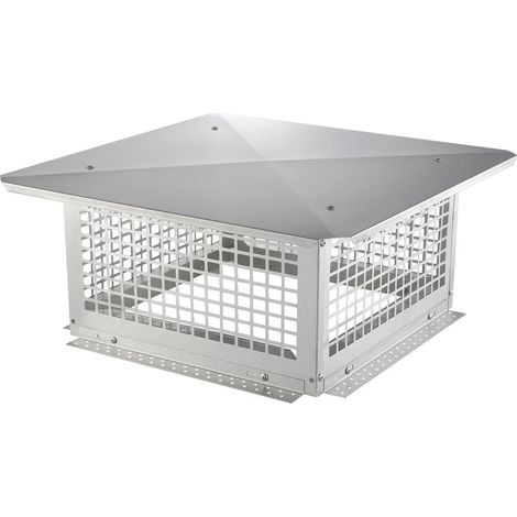 Chapeau de Cheminée 432x432 mm Inox 304 Base Carrée Pare-Vent Anti-Oiseaux Couvercle de Conduit (1/5)