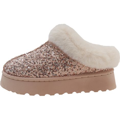 2024 Otoño e Invierno nuevas yardas grandes de las mujeres de fondo grueso botas de nieve de felpa gruesas lentejuelas (1/3)