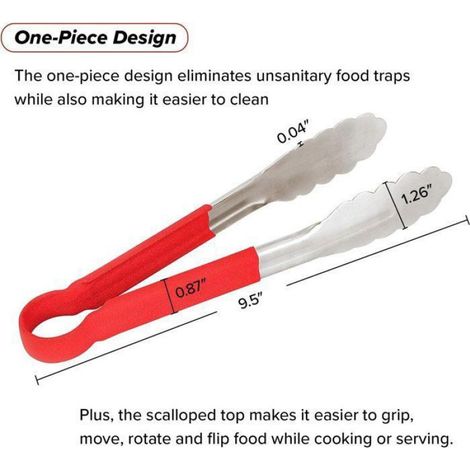 Pince À Griller - Acier Inoxydable 23 Cm - Poignées Antidérapantes - Pour Barbecue Cuisine Extérieur - 1 Pièce (1/2)