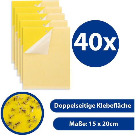 Panneaux jaunes autocollants pour insectes, champignons, 40 pièces, 15 x 20 cm, 1 jeu