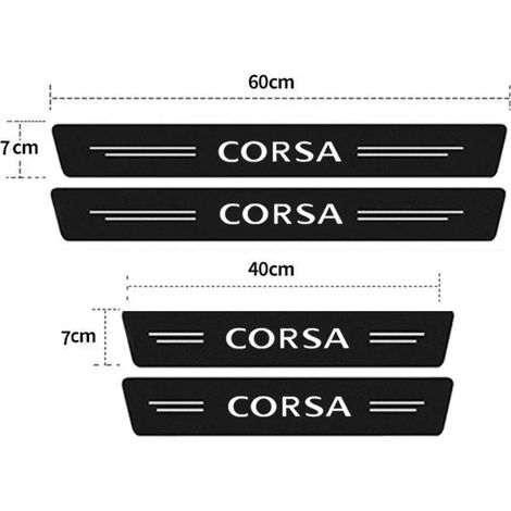 (Lot de 4 autocollants blancs) Seuil de porte de voiture en fibre de carbone, anti-rayures et imperméable, compatible avec Opel Corsa 2024, film de protection pour le seuil de coffre arrière (1/4)