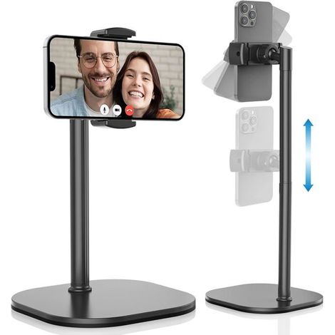 Lot de 2 Support pour téléphone portable réglable support de bureau pour téléphone portable élévateur et télescopique en métal (1/3)