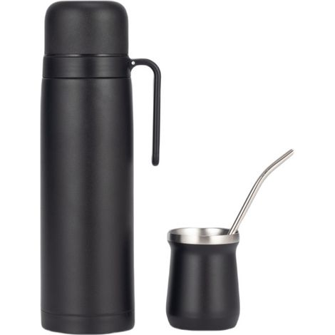 Thermoskanne für Wasserflaschen - Vakuumisoliert mit doppelwandigem Edelstahl - BPA-frei (Schwarz, 1 l)