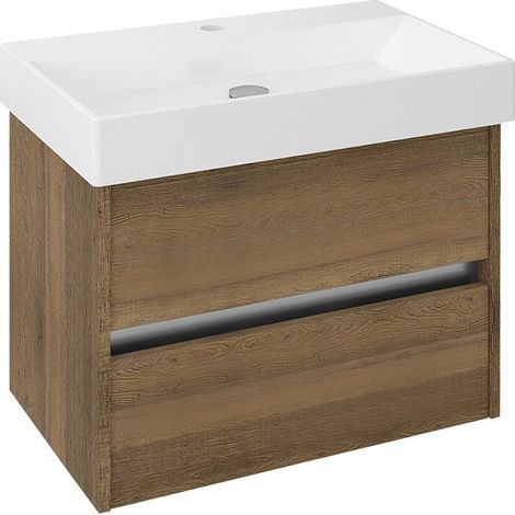 NIRONA Meuble sous-vasque 67x51,5x43cm, chêne Sherwood (1/3)