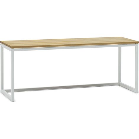 Banco iCub ECO Three 100x40x47cm Blanco en madera maciza de pino acabado natural estilo nórdico industrial Box Furniture (1/5)