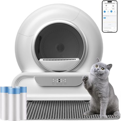 Litière Chat Autonettoyante XXL 65L, Fermée, App, Anti-Odeur, Silencieuse (1/5)