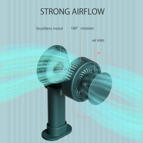Ventilateur portable mini, rechargeable par USB, 3 vitesses, ventilateur de bureau personnel avec base et batterie, alimenté par USB (1/5)