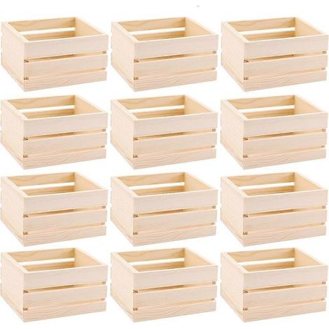 Lot de 12 caisses en bois de 12,7 cm (5 pouces), boîtes de rangement rustiques gigognes, décorations de ferme pour loisirs créatifs. (1/5)