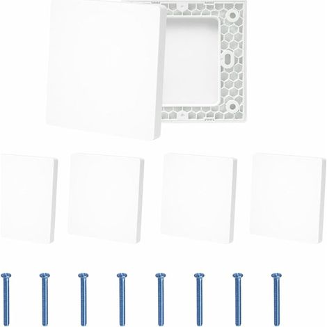 cache-prises blancs 8,7 x 8,7 cm, cache-interrupteur mural en plastique avec fixation par vis, plaque de recouvrement pour prise plate et multiprise murale plate (1/5)