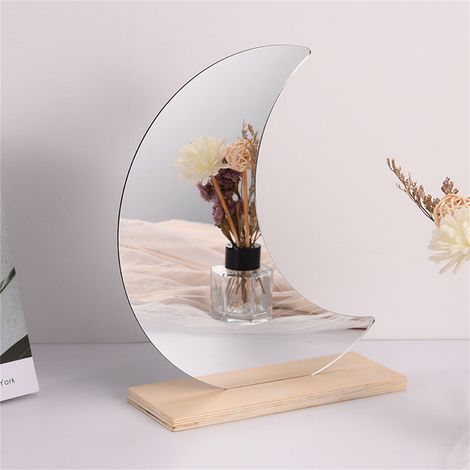 Miroir De Maquillage Sur Pied - Base En Bois Composite - Miroir Acrylique Sans Distorsion - Décoration Intérieure Européenne - 19,5 X 7 X 24 Cm - 1 Pièce (1/5)