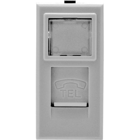 Trade Shop - Presa Telefonica Plug Rj11 Bianco Con Coperchio Compatibile Bticino Axolute - (1/2)