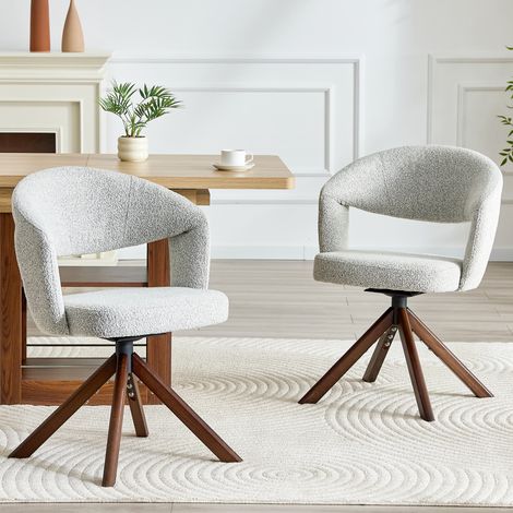 2 chaises rotatives rétro luxueux clairoszare pieds en bois