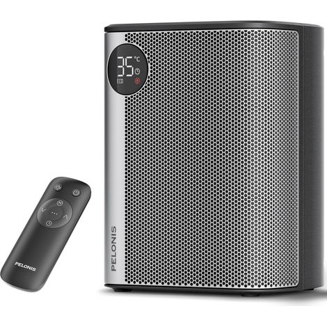 Mini radiateur soufflant céramique 2000 W avec télécommande, chauffe rapide en 2 secondes, 5 vitesses dont mode ECO, affichage LED, radiateur de table ultra silencieux pour bureau et domicile. (1/5)