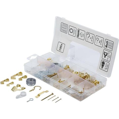 Assortiment de Crochets à Tableau 196 pcs - Acier, Pratique et Polyvalent - D-Work (1/5)
