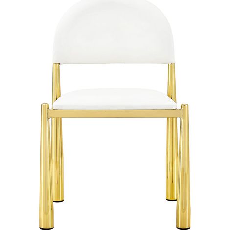 Chaise repas 80 cm 2 chaises assise rembourrée style moderne dossier semi-rond revêtement en cuir pu pieds en métal élégant robuste (1/5)