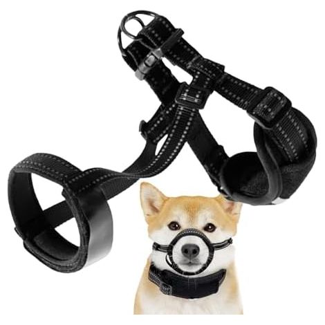 Muselière respirante pour chien, muselière réfléchissante Muselière réglable pour chien, muselière portable, muselière noire pour chien, muselière anti-aboiement, muselière pour (1/5)