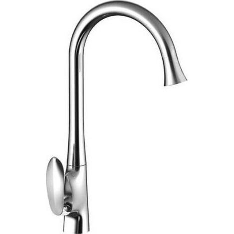 Trade Shop - Rubinetto Miscelatore Per Lavello Da Cucina In Ottone Cromato Color Silver 59362 -