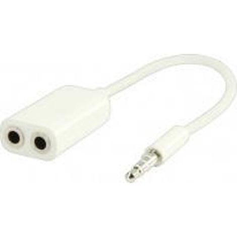 Séparateur audio – Jack 3,5 mm vers 2 prises – Blanc – Écouteurs, tablettes, smartphones