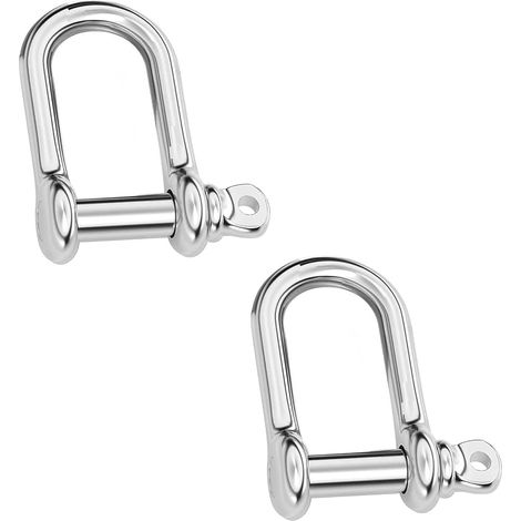 2 Pièces Manille en D, M8 Manilles D'ancrage en Acier Inoxydable, Manille avec Goupille à Vis Filetée, pour Maillons de Chaîne de Corde (1/5)