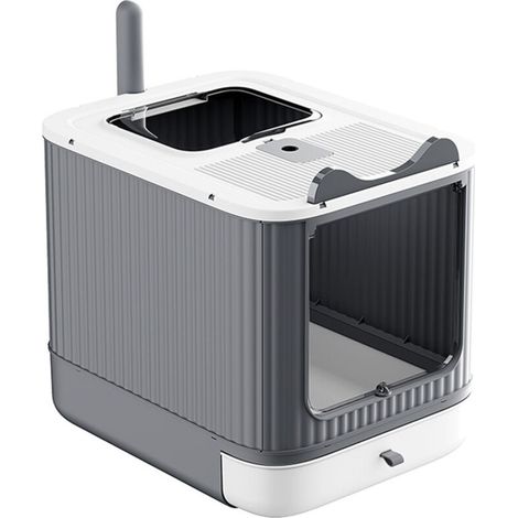 Bac à litière fermé pour chat avec couvercle amovible, maison de toilette pour chat Bac à litière pour chat, maison de toilette, bac amovible, avec poignée et pelle (1/5)