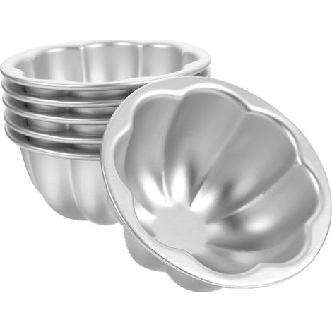 Lot de 6 moules à pudding antiadhésifs, moules à muffins et moules à gâteaux multifonctions-9.5X9.5X4.5CM-Silver (1/4)