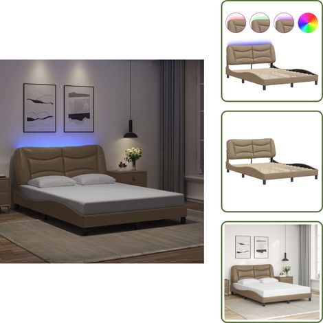 Sommeil - vidaXL Cadre de lit avec LED sans matelas Hvar cappuccino 140x190 cm - Design moderne (1/5)