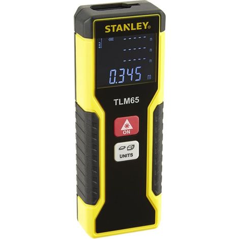 Laser-Entfernungsmesser Modell 65 m – Reichweite 20 m – Genauigkeit 0,3 mm/m – 3 Dezimalstellen – Berechnet Fläche und Volumen – Anzeige 33 mm x 25 mm – Lieferung mit Batterien