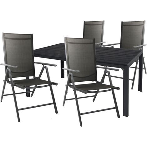 Gartengarnitur 5-teilig 150x90cm Anthrazit/Grau Non-Wood-M691892+4xM116001