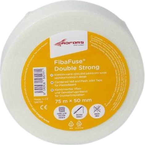 FIBAFUSE DOUBLE STRONG - NASTRO DI GIUNZIONE COMBINATO FELTRO E RETE PER CARTONGESSO - LUNGHEZZA 75 M - ALTEZZA 50 MM - AKIFIX