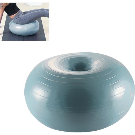 Ballon de yoga rond en forme de donut, ballon de stabilité pour le renforcement musculaire, le yoga, le pilates et l'équilibre, avec pompe de gonflage. (1/5)