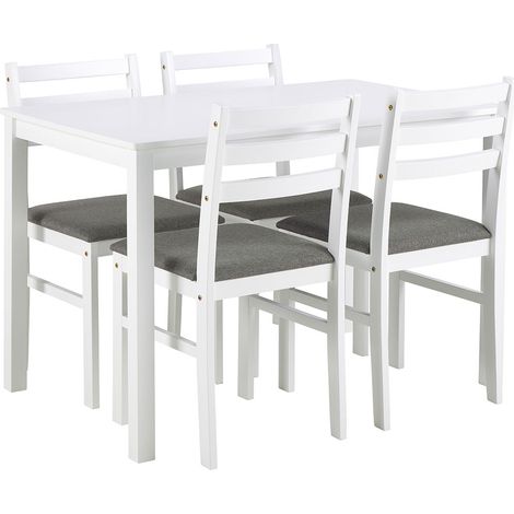 Alicante Essgruppe Tisch und 4 Stühle 70x110cm Weiß.
