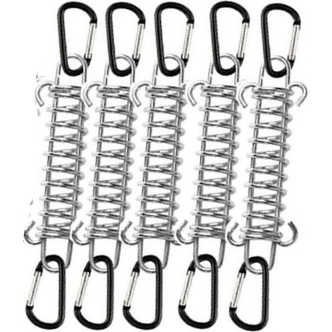 Lot de 5 boucles métalliques résistantes aux intempéries pour tentes de plage, tendeurs de corde pour camping et randonnée, noir. (1/4)