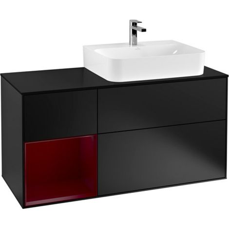 V&B Waschtischunterschrank Abdeckplatte Gl. bla m Finion 120cm, Reg li Peony, Black matt lacquer (1/2)