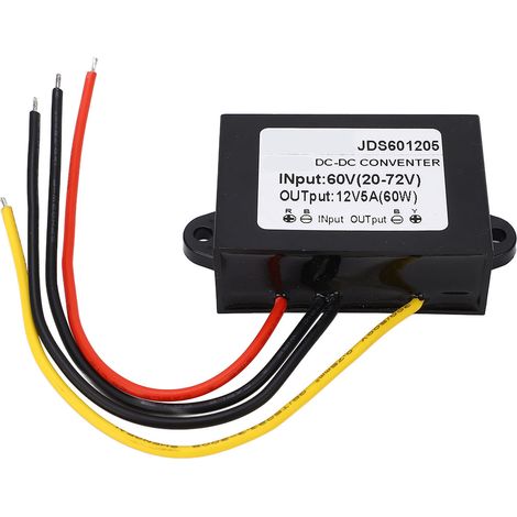 Convertisseur DC-DC abaisseur réglable 60V (20-72V) vers 12V 5A boîtier PP résine époxy alimentation (1/5)