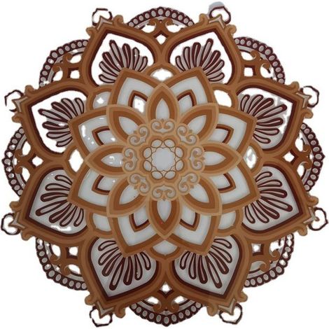 Lampe Murale Mandala - Veilleuse LED en Bois - Décoration Murale pour Salon Chambre Bureau - 30 x 30 cm - 1 Pièce (1/5)