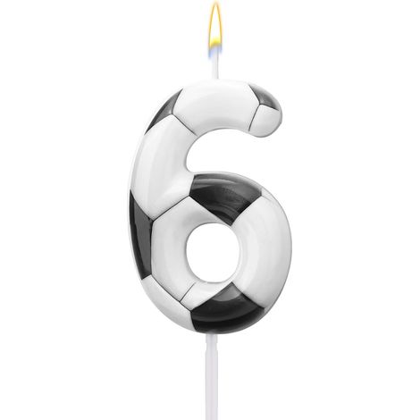 Football Bougie, Bougie Numéro Anniversaire Décoration Gâteau Football Gâteaux à Thème Sportif pour Garçons Filles Fournitures Décoration Fête D'Anniversaire (Numéro 6)