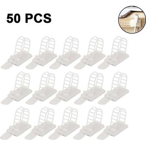 Lot de 50 attaches-câbles auto-adhésives réglables avec vis et trous supplémentaires, pour la maison et le bureau. (1/5)