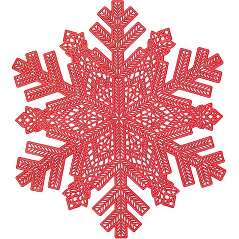 Placemat - Motif Flocon De Neige - Rond - PVC - Isolation Thermique - Décoration Table Fêtes Noël Mariage - Rouge - 44 cm - Lot De 1 (1/5)