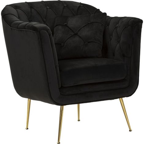 Poltrona Budapest con cuscino in ferro e tessuto nero 88x83x91 cm