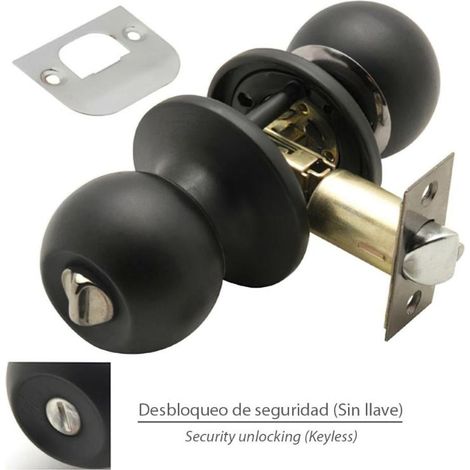 Pomo Puerta Wolfpack Con Condena Negro Para Baños (1/2)