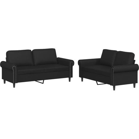 Maison Exclusive - Set di Divani 2 pz con Cuscini Nero in Similpelle