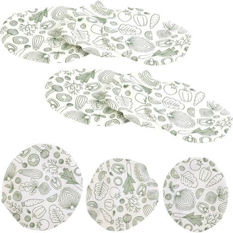 Pack 3 x 3 Couvercles Souples en Coton Réutilisables Motif Légumes (1/5)