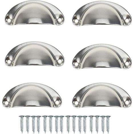 Poignée en coquille Poignée en demi-cercle en fer Accessoires de quincaillerie (10pcs argent)Armoire de cuisine universelle (1/5)