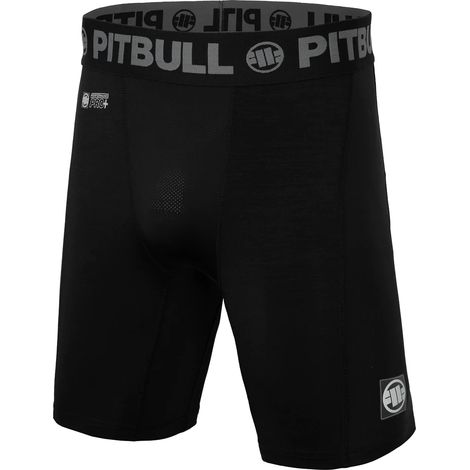 Pantalones cortos de compresión Pitbull con nuevo logo, color negro, talla M.