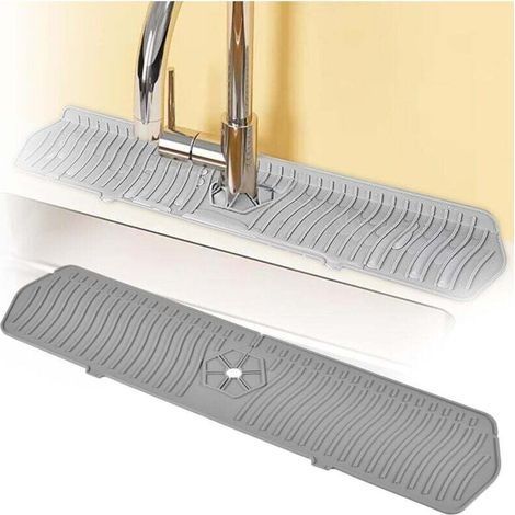 Tappetino per rubinetto in silicone grigio, cuscinetti per rubinetto in silicone, tappetino anti-schizzi per lavello, tappetino per rubinetto in silicone, raccogli-schizzi per rubinetto, piano di appo (1/4)